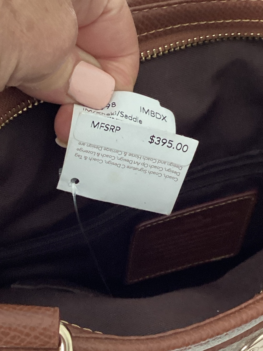 Coach Peyton Signature Logo Canvas Pocket Tote in Khaki/Saddle - Picture 13 of 16